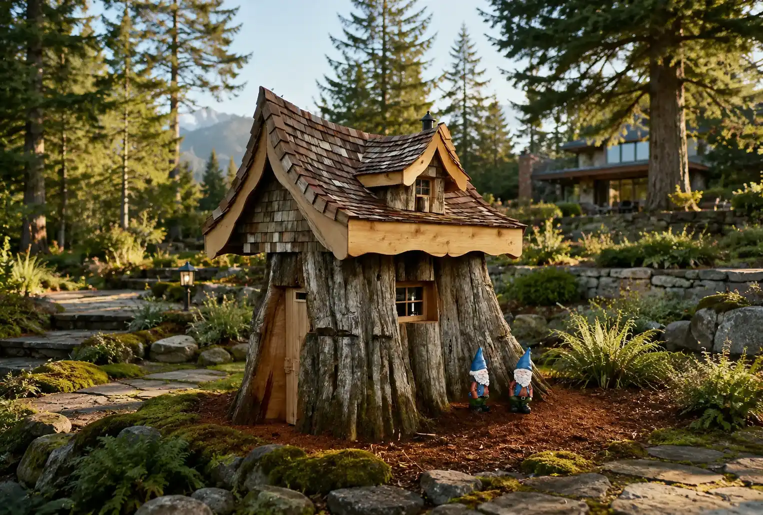 stump house in garden